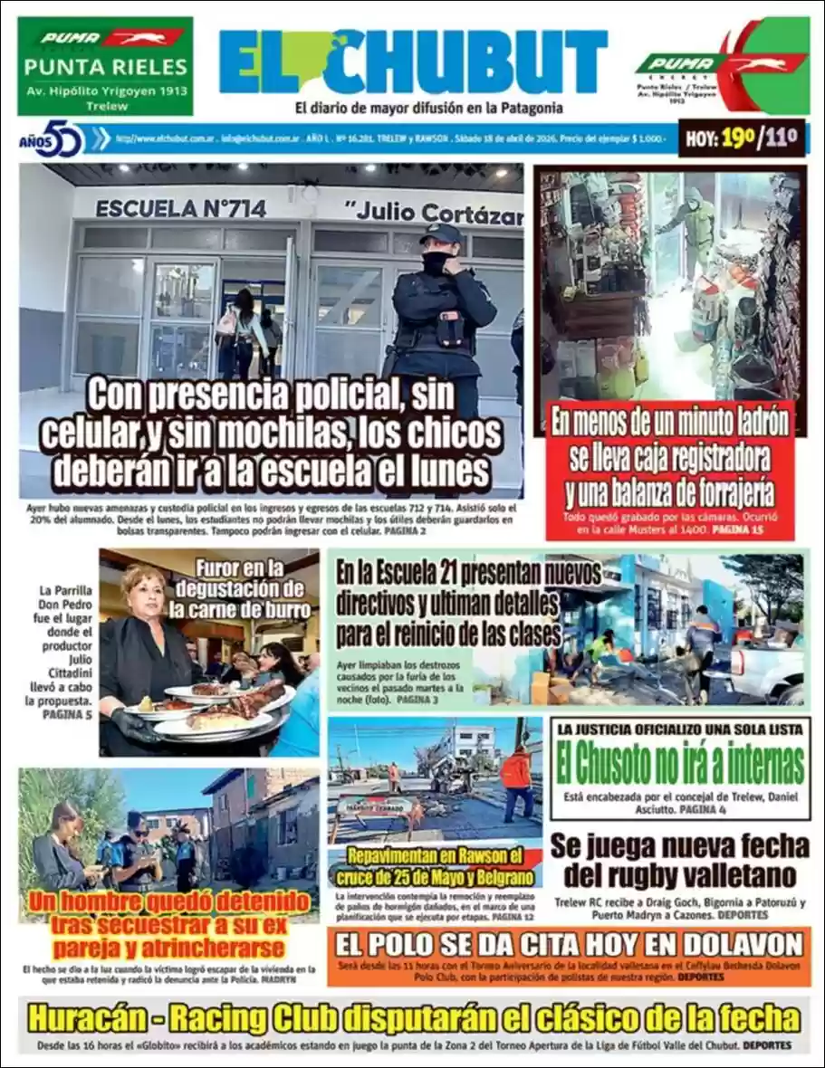 Estudios Max | MULTIMEDIO TOP - Tapa del diario El Chubut
