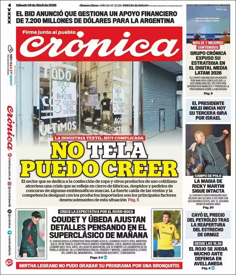 Estudios Max | MULTIMEDIO TOP - Tapa del diario Crónica
